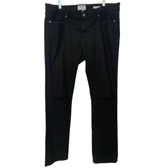 Frame Mens L'Homme Stretch Black Distressed Knees Skinny Denim Jeans Size 38